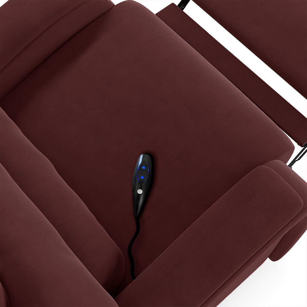 Poltrona do Papai Reclinável Kalie Controle Power Elétrico USB FH9 Veludo Vinho - Mpozenato