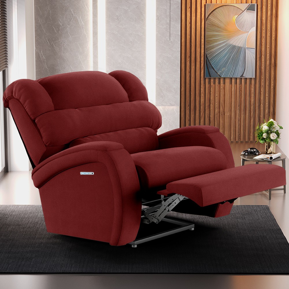 Poltrona do Papai Reclinável Kalie Elétrica Botão LED FH9 Veludo Vermelho - Mpozenato