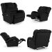Poltrona do Papai Reclinável Kalie Elétrica Botão LED Massagem FH9 PU Preto - Mpozenato