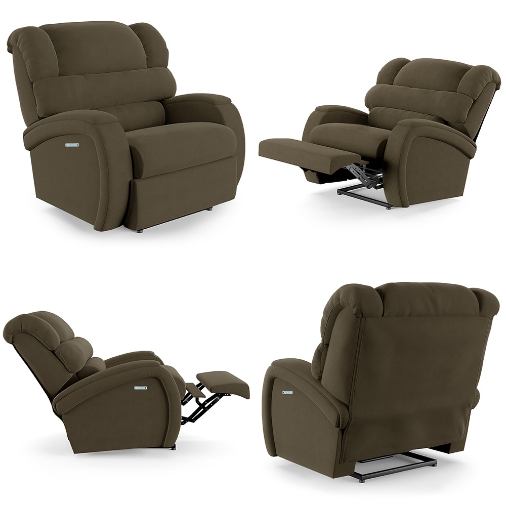 Poltrona do Papai Reclinável Kalie Elétrica Botão LED Massagem FH9 Veludo Capuccino - Mpozenato