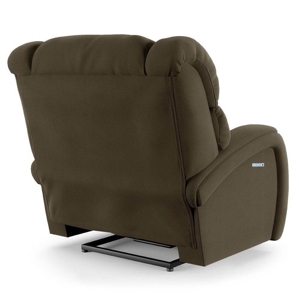Poltrona do Papai Reclinável Kalie Elétrica Botão LED Massagem FH9 Veludo Capuccino - Mpozenato