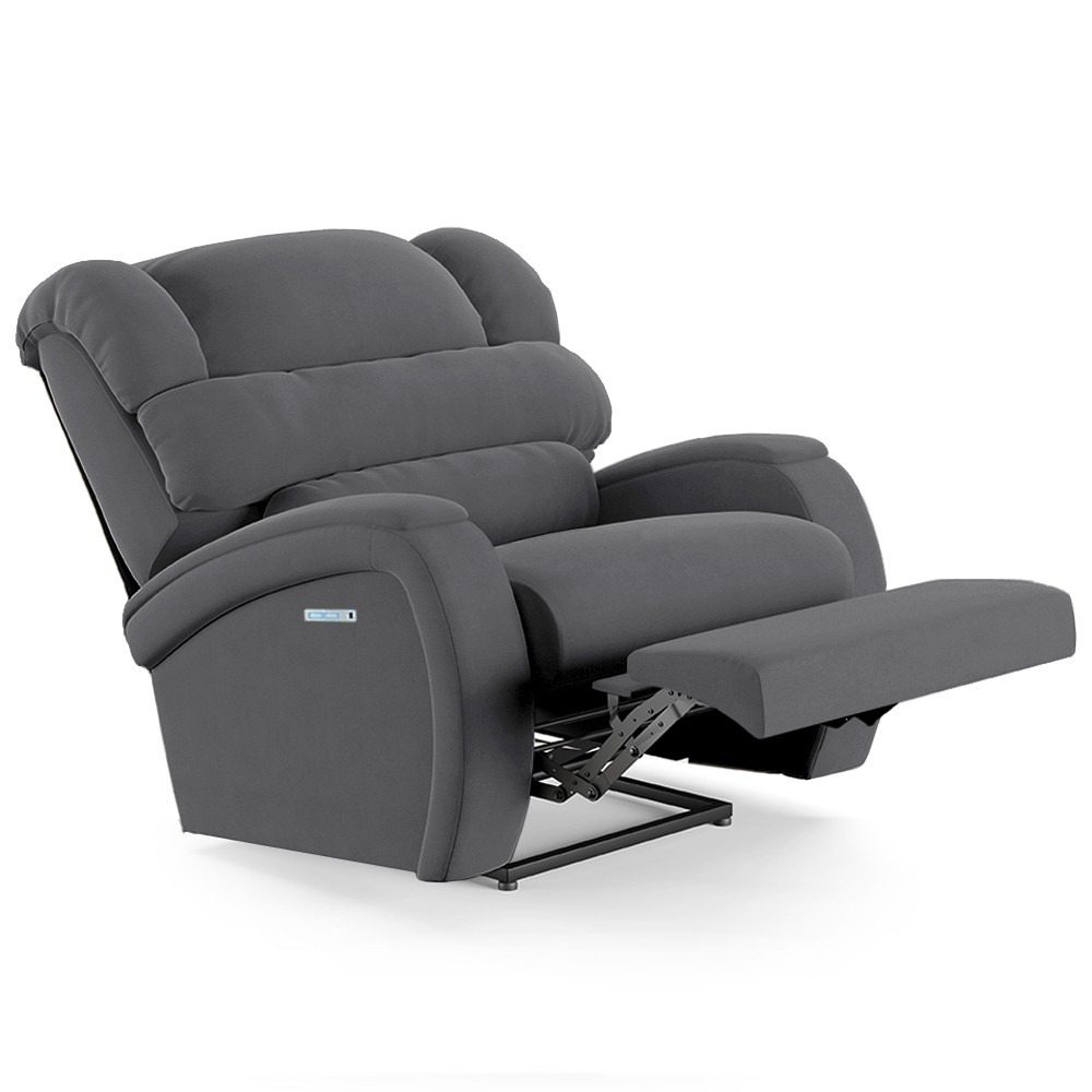 Poltrona do Papai Reclinável Kalie Elétrica Botão LED Massagem FH9 Veludo Cinza - Mpozenato