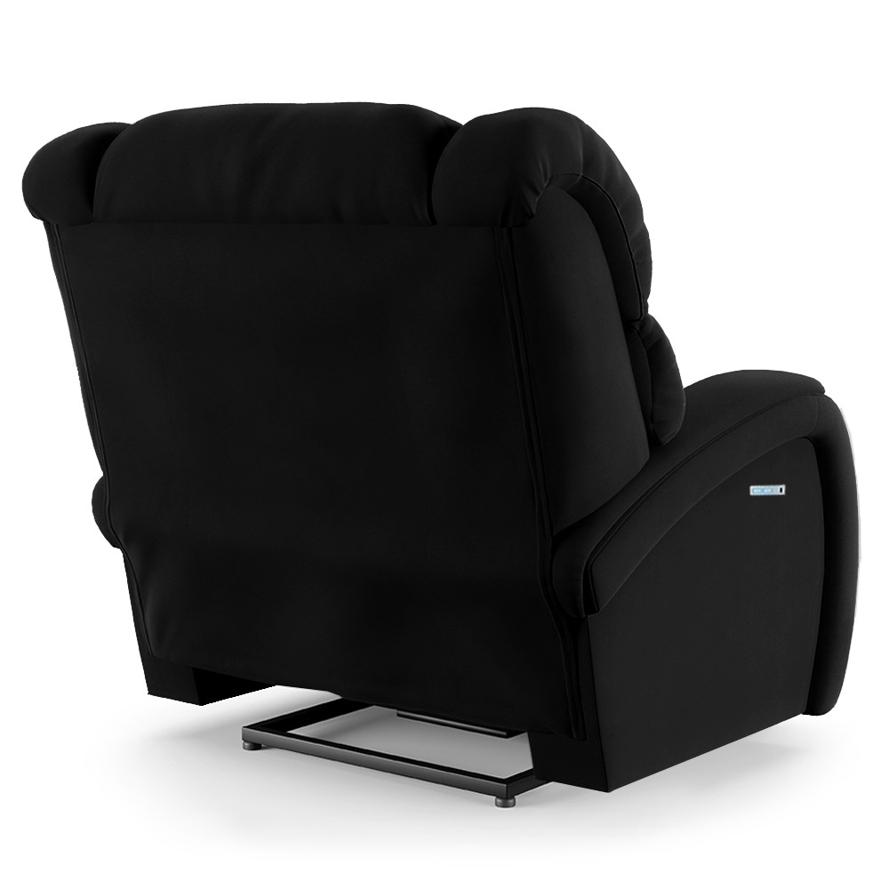 Poltrona do Papai Reclinável Kalie Elétrica Botão LED Massagem FH9 Veludo Preto - Mpozenato