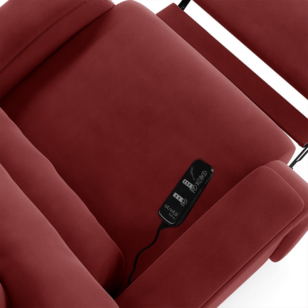Poltrona do Papai Reclinável Kalie Elétrica Botão LED Massagem FH9 Veludo Vermelho - Mpozenato