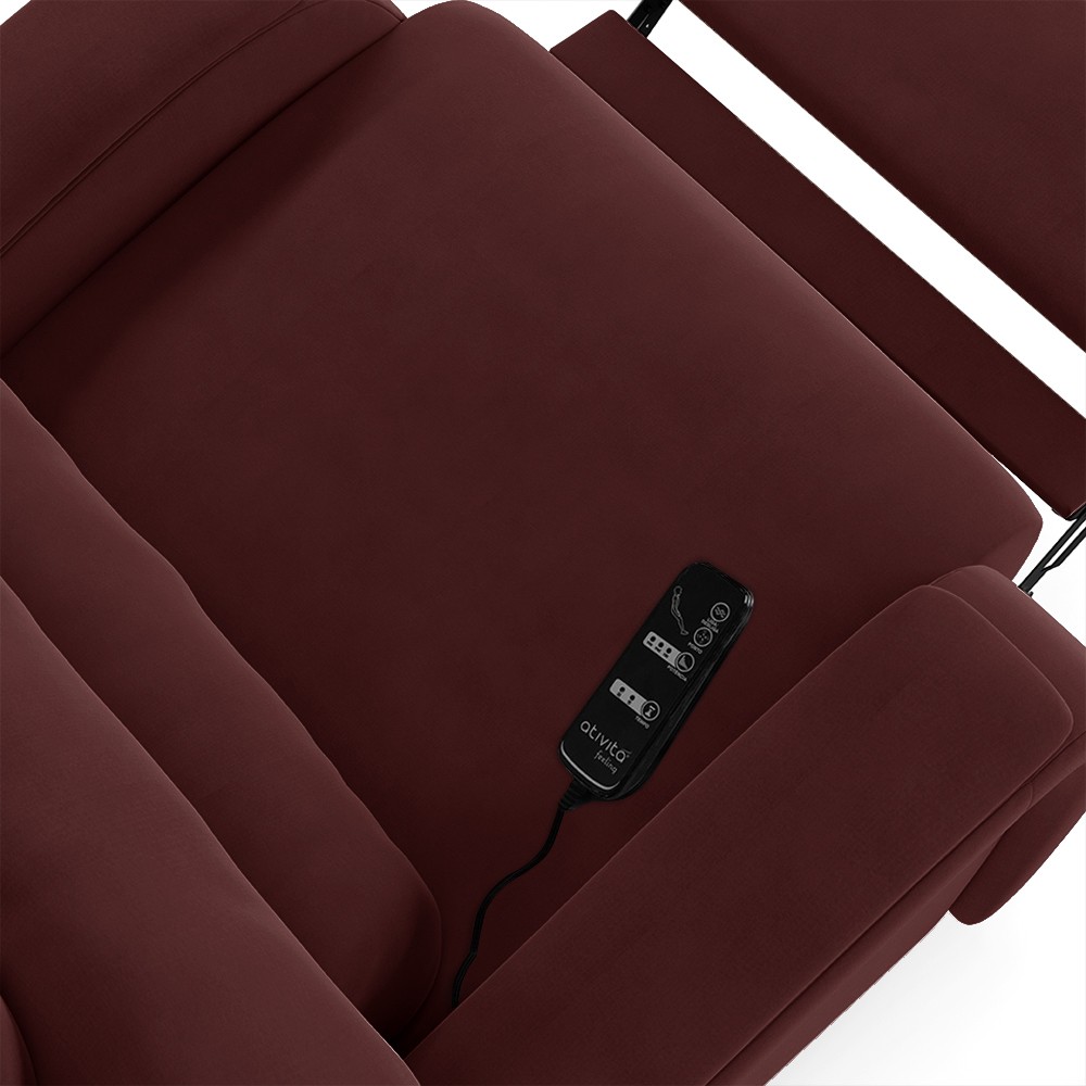 Poltrona do Papai Reclinável Kalie Elétrica Botão LED Massagem FH9 Veludo Vinho - Mpozenato