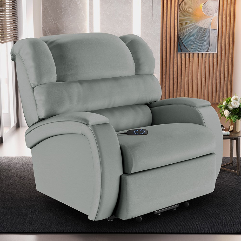 Poltrona do Papai Reclinável Kalie Elevação Lift Elétrico FH9 PU Cinza - Mpozenato