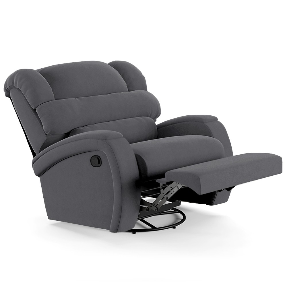 Poltrona do Papai Reclinável Kalie Glider Giratória FH9 Veludo Cinza - Mpozenato
