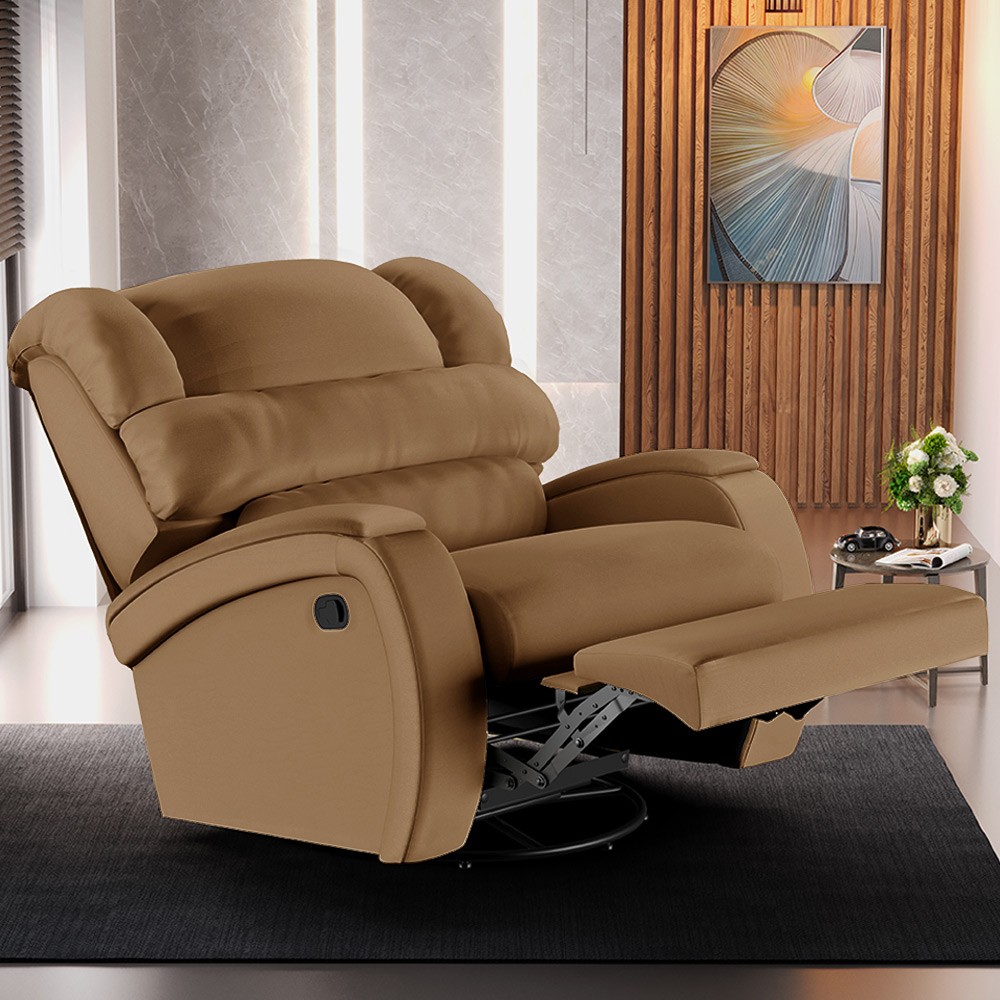 Poltrona do Papai Reclinável Kalie Glider Giratória Massagem FH9 PU Caramelo - Mpozenato