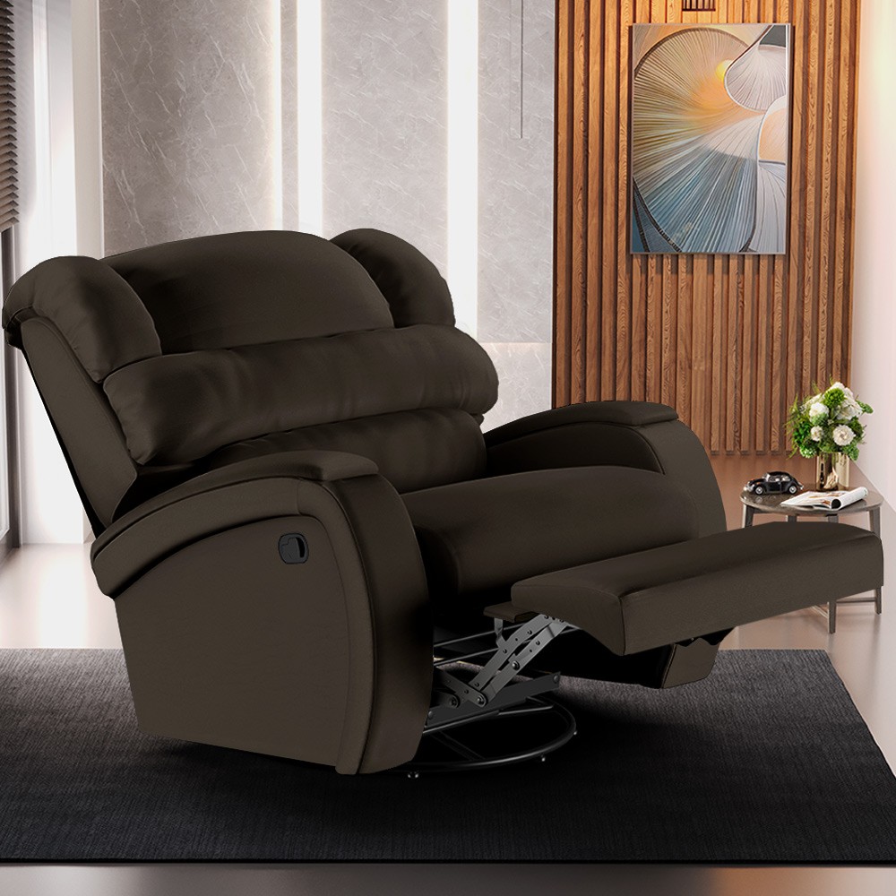 Poltrona do Papai Reclinável Kalie Glider Giratória Massagem FH9 PU Marrom - Mpozenato