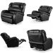 Poltrona do Papai Reclinável Kalie Glider Giratória Massagem FH9 PU Preto Brilho - Mpozenato
