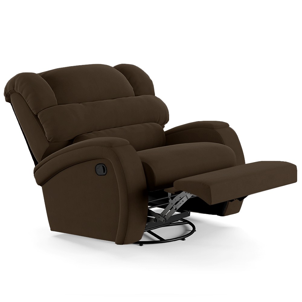 Poltrona do Papai Reclinável Kalie Glider Giratória Massagem FH9 Veludo Marrom - Mpozenato