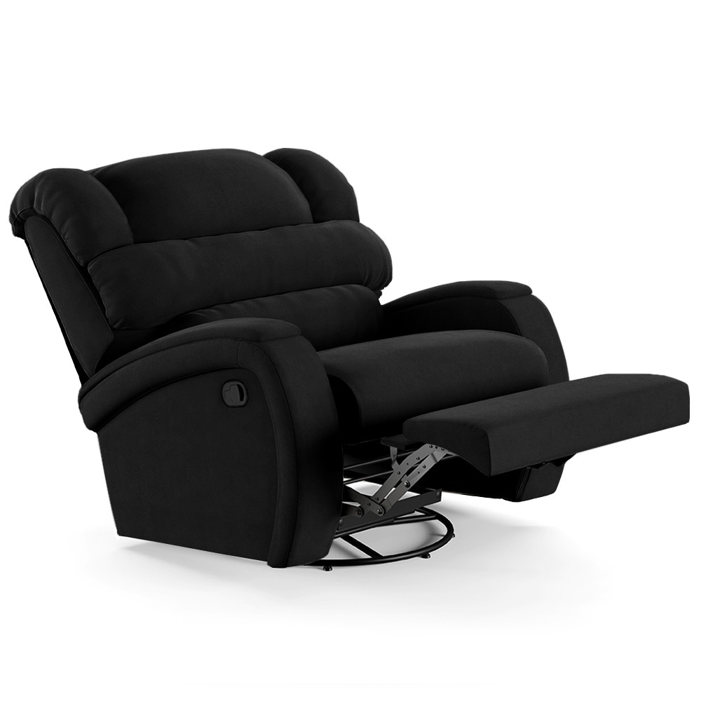 Poltrona do Papai Reclinável Kalie Glider Giratória USB FH9 Veludo Preto - Mpozenato