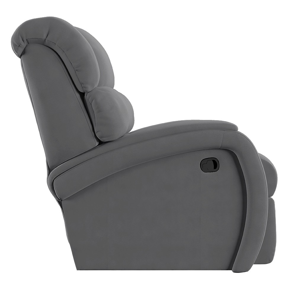 Poltrona do Papai Reclinável Kalie Manual Gatilho FH9 Veludo Cinza - Mpozenato