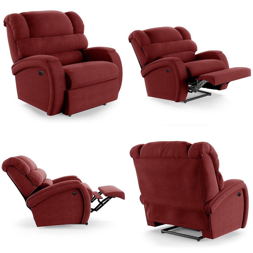 Poltrona do Papai Reclinável Kalie Power Elétrica FH9 Veludo Vermelho - Mpozenato