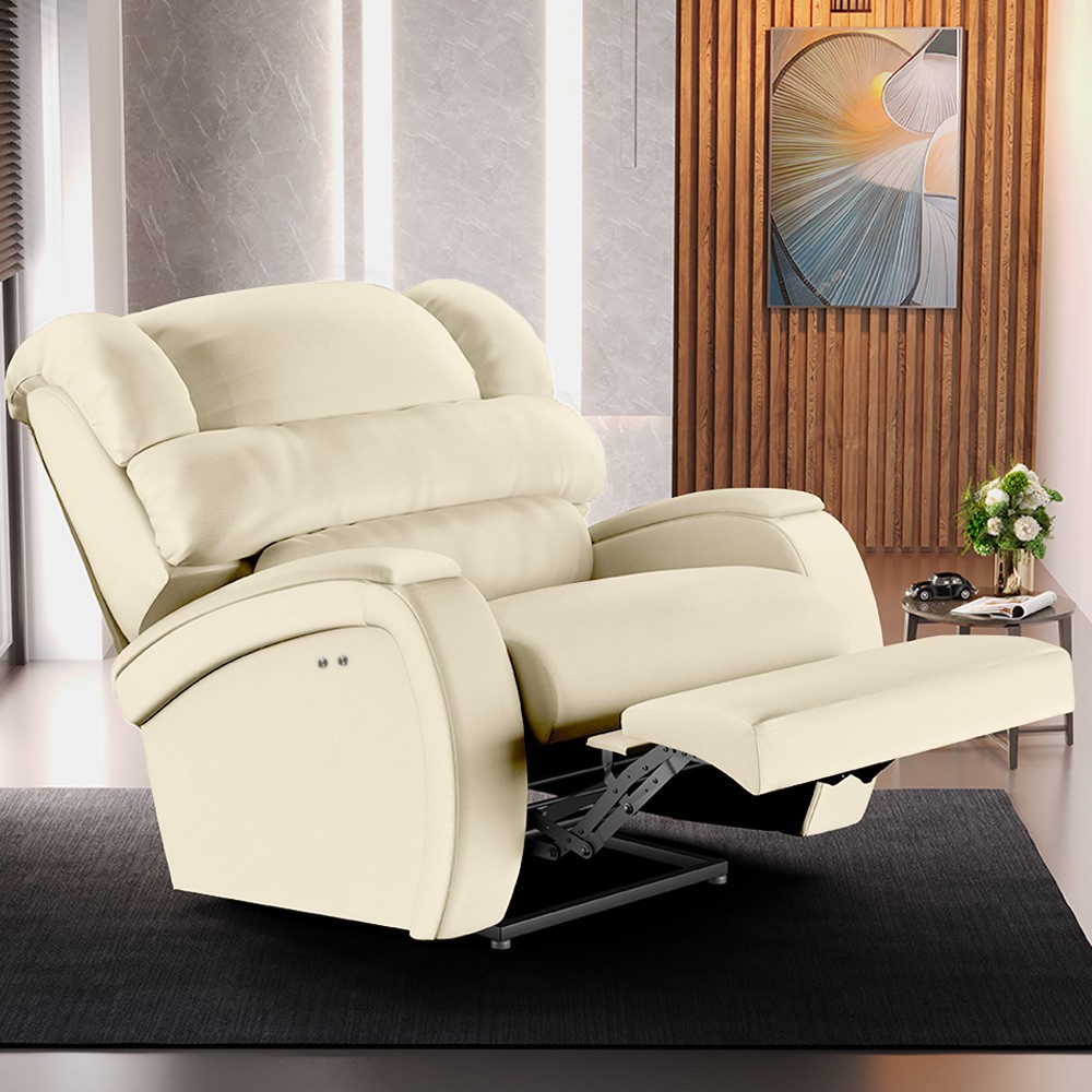 Poltrona do Papai Reclinável Kalie Power Touch Massagem FH9 PU Bege - Mpozenato