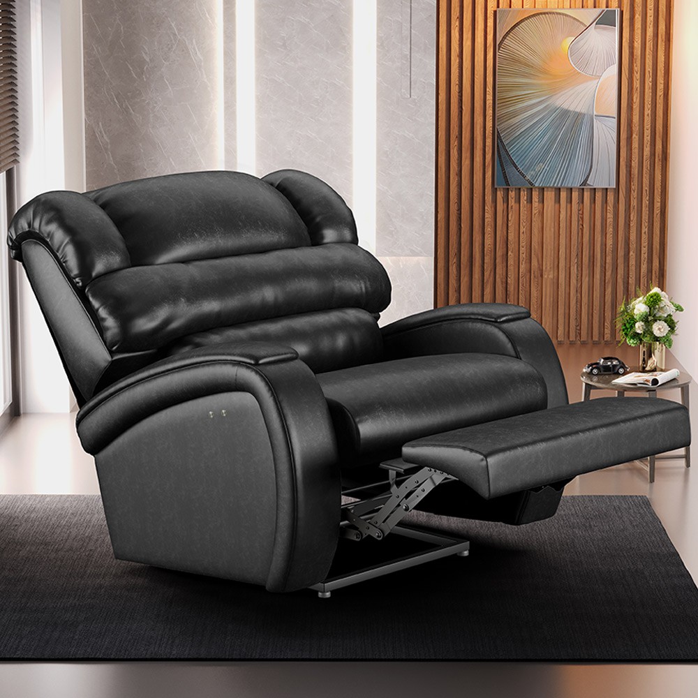 Poltrona do Papai Reclinável Kalie Power Touch Massagem FH9 PU Preto Brilho - Mpozenato