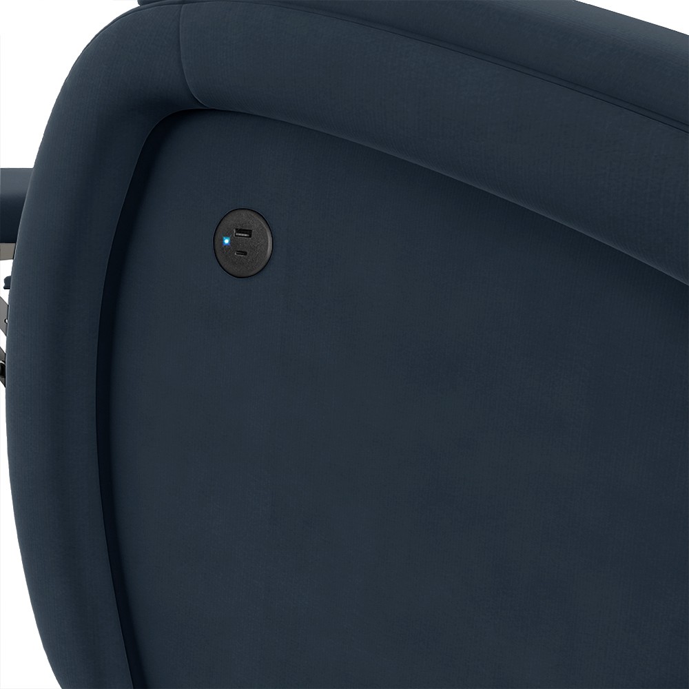 Poltrona do Papai Reclinável Kalie Power Touch Massagem FH9 Veludo Azul - Mpozenato