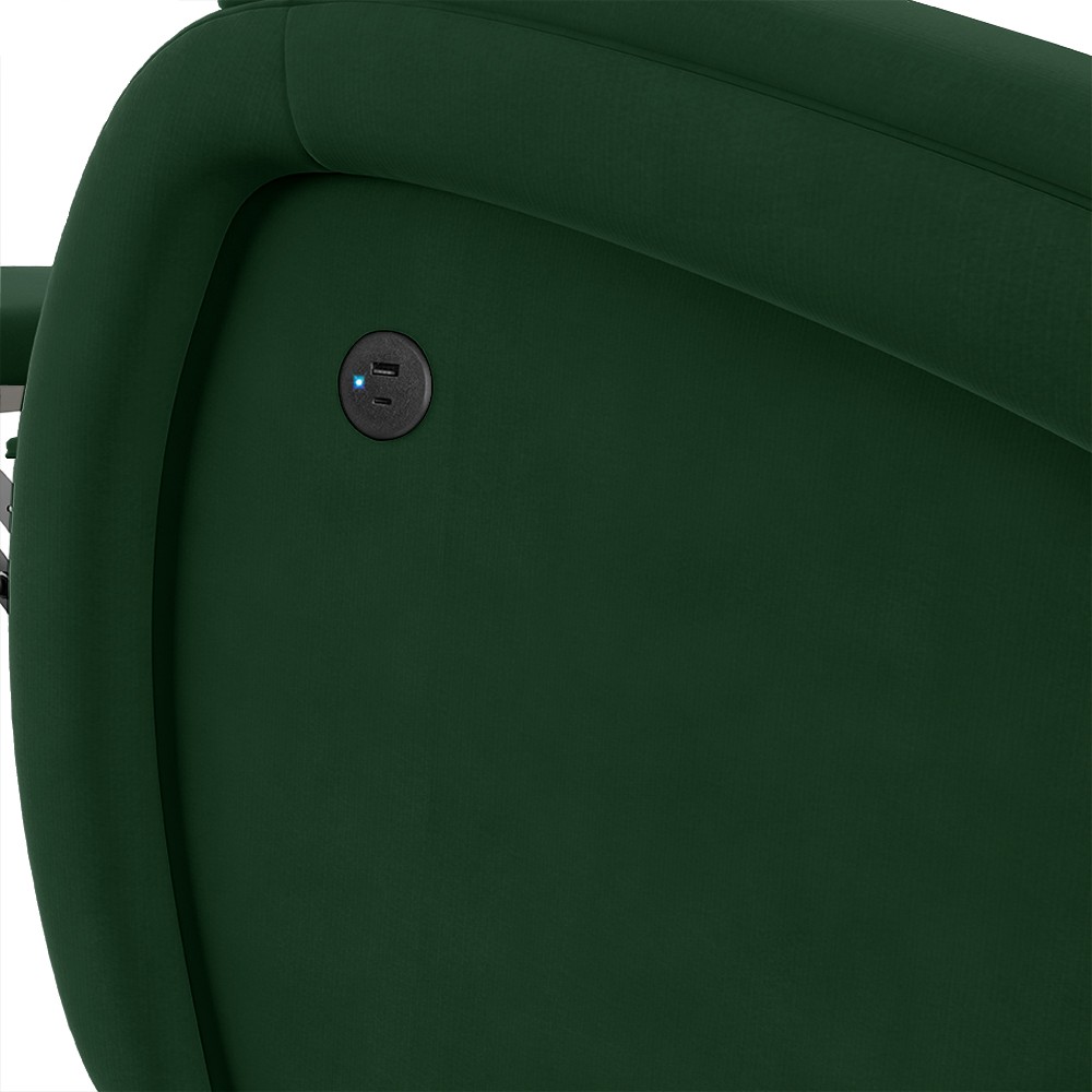 Poltrona do Papai Reclinável Kalie Power Touch Massagem FH9 Veludo Verde - Mpozenato