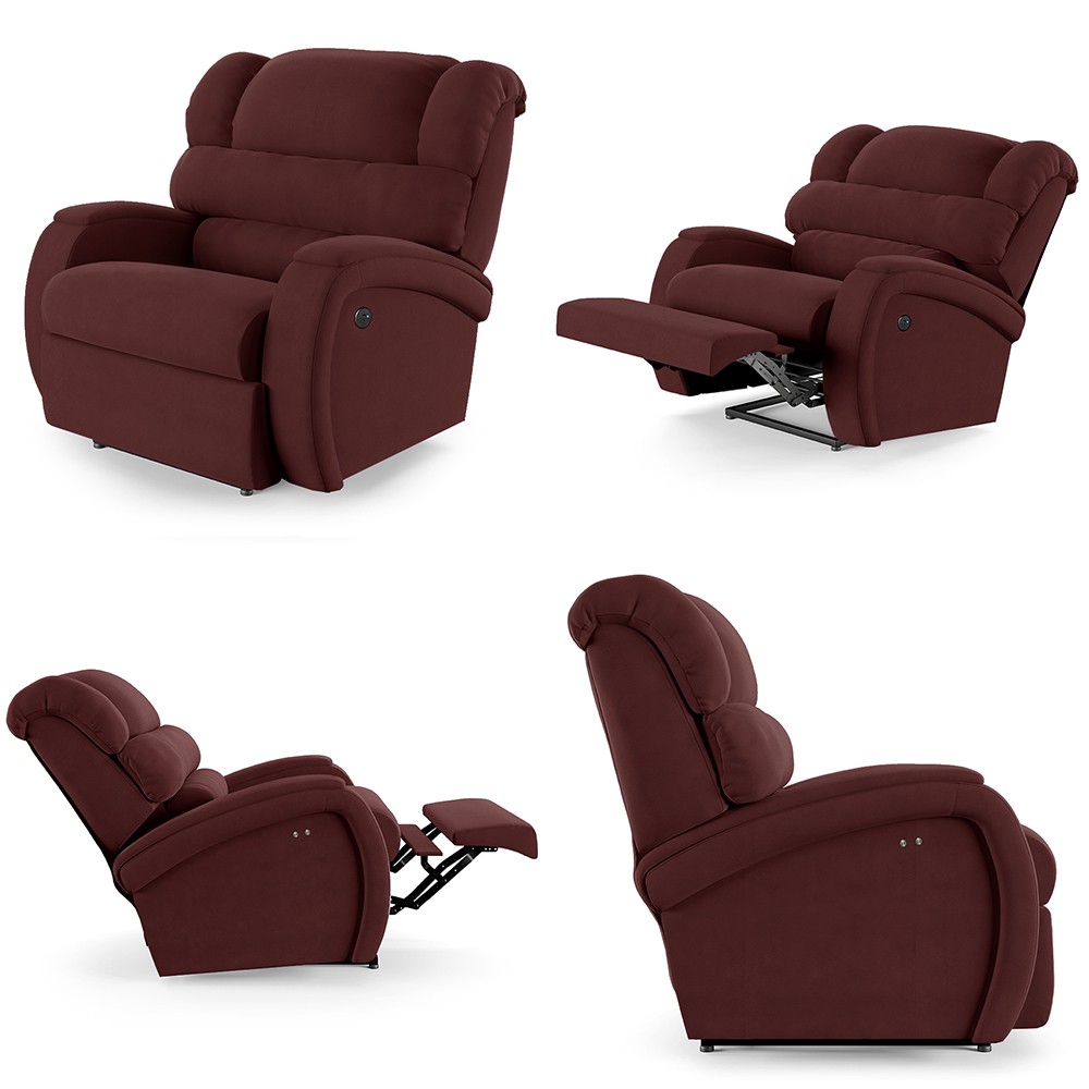 Poltrona do Papai Reclinável Kalie Power Touch Massagem FH9 Veludo Vinho - Mpozenato