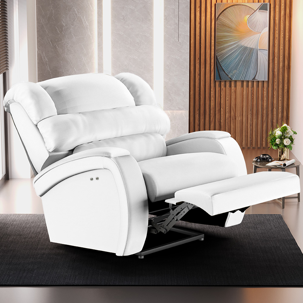 Poltrona do Papai Reclinável Kalie Power Touch USB FH9 PU Branco - Mpozenato