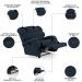 Poltrona do Papai Reclinável Kalie Power Touch USB FH9 Veludo Azul - Mpozenato