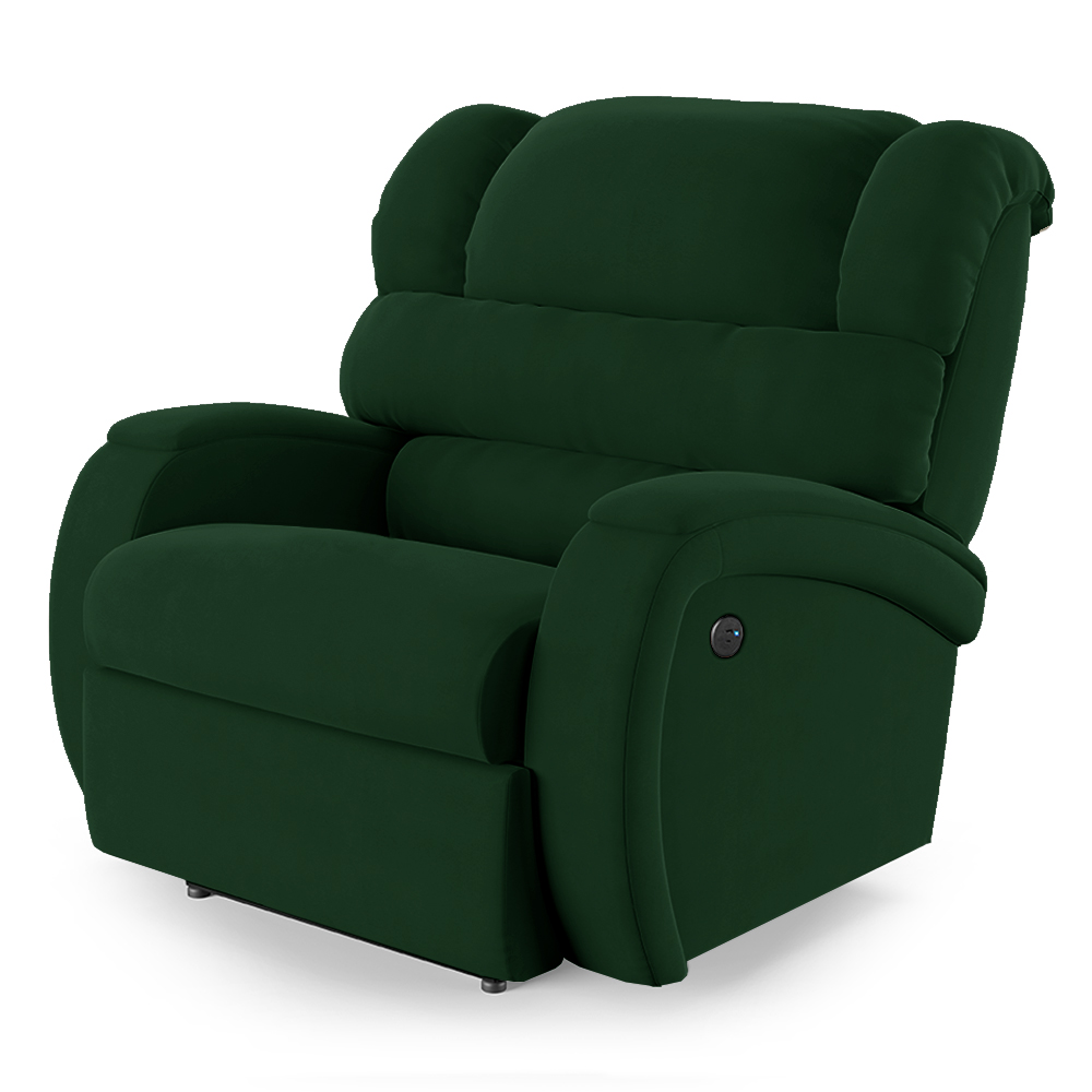 Poltrona do Papai Reclinável Kalie Power Touch USB FH9 Veludo Verde - Mpozenato