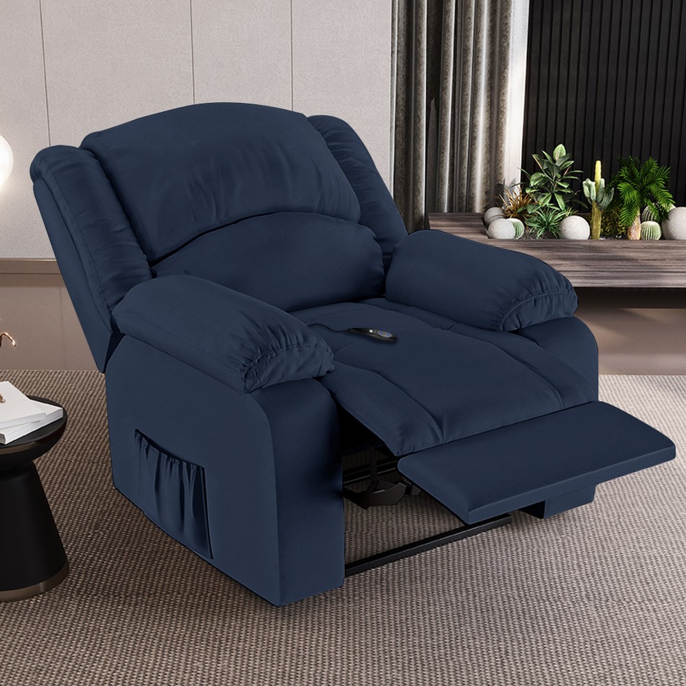 Poltrona do Papai Reclinável Pietra Controle Power Elétrico FH9 PU Azul - Mpozenato
