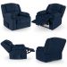 Poltrona do Papai Reclinável Pietra Controle Power Elétrico FH9 PU Azul - Mpozenato