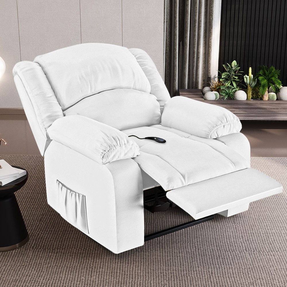 Poltrona do Papai Reclinável Pietra Controle Power Elétrico FH9 PU Branco - Mpozenato