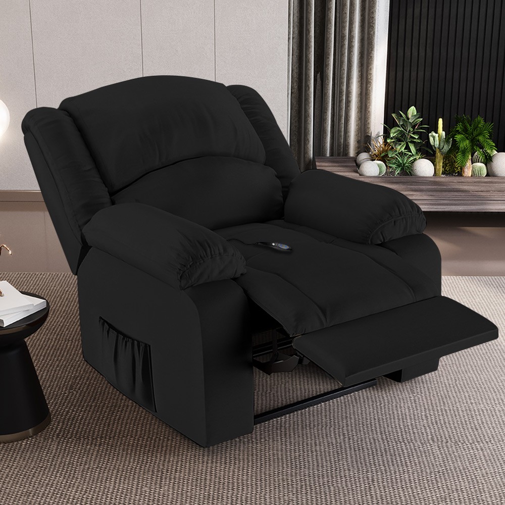 Poltrona do Papai Reclinável Pietra Controle Power Elétrico FH9 PU Preto - Mpozenato