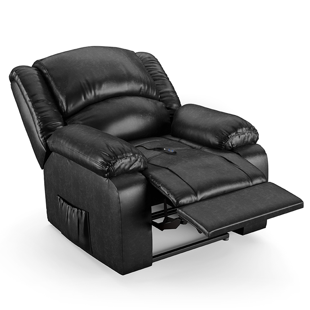 Poltrona do Papai Reclinável Pietra Controle Power Elétrico FH9 PU Preto Brilho - Mpozenato