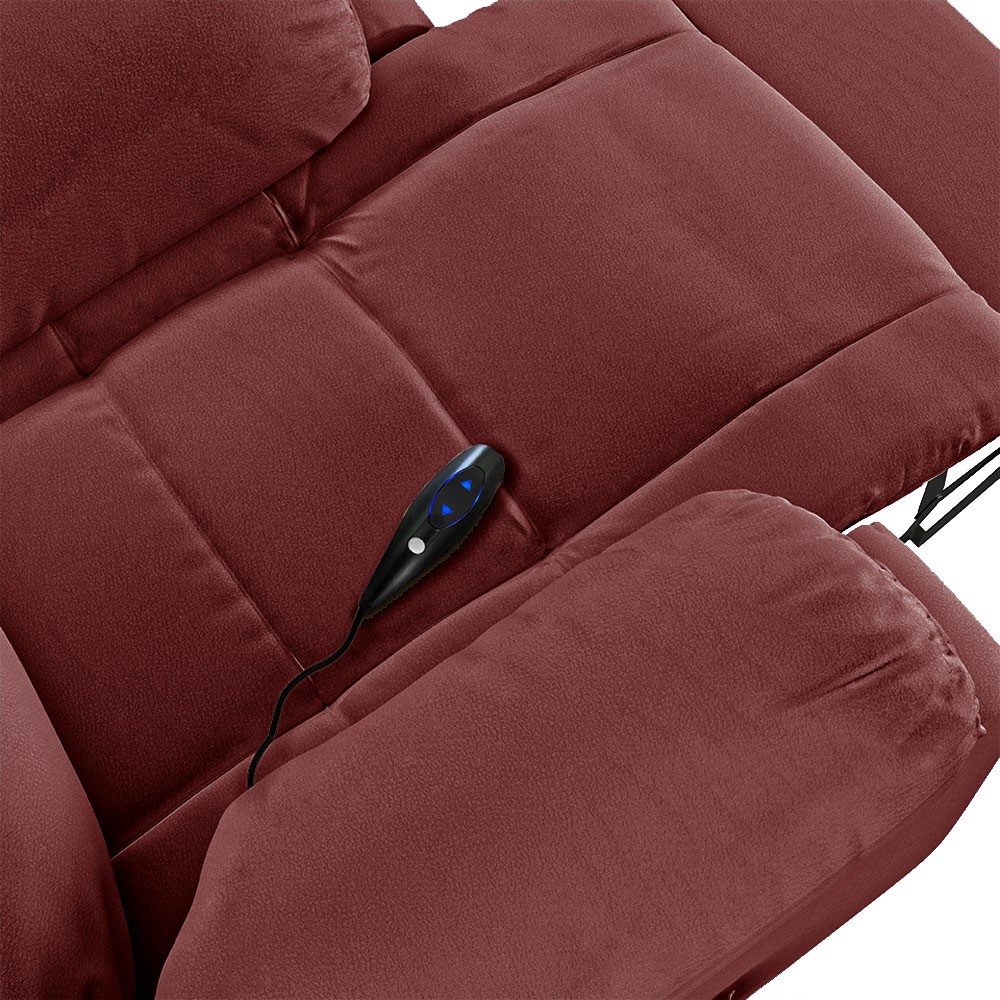 Poltrona do Papai Reclinável Pietra Controle Power Elétrico USB FH9 PU Vermelho - Mpozenato
