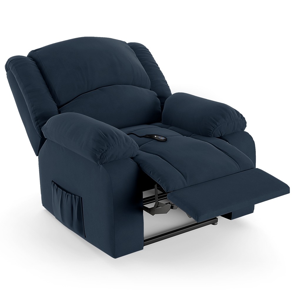 Poltrona do Papai Reclinável Pietra Controle Power Elétrico USB FH9 Veludo Azul - Mpozenato