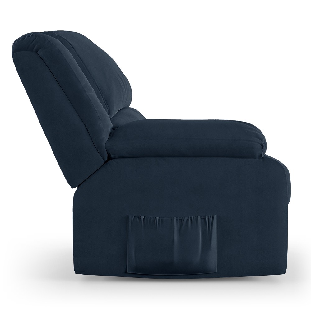 Poltrona do Papai Reclinável Pietra Controle Power Elétrico USB FH9 Veludo Azul - Mpozenato