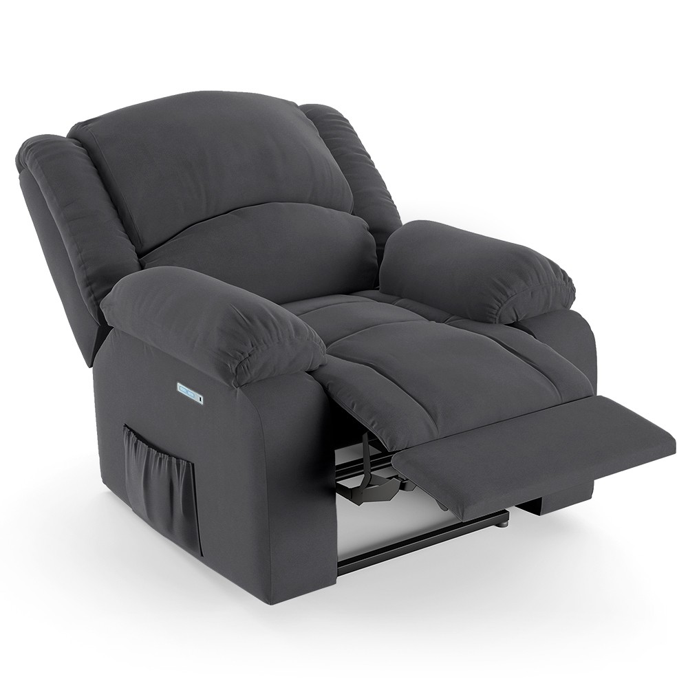 Poltrona do Papai Reclinável Pietra Elétrica LED Massagem FH9 Veludo Cinza - Mpozenato