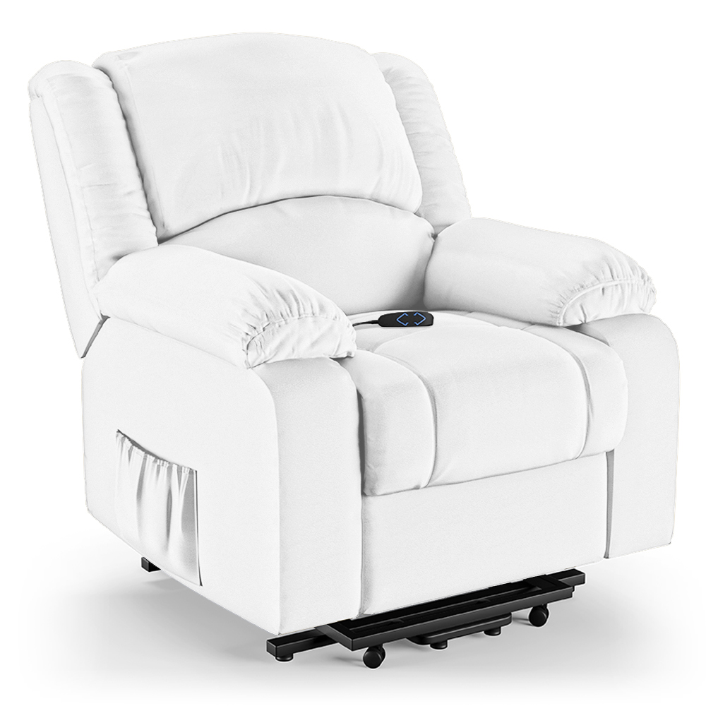 Poltrona do Papai Reclinável Pietra Elevação Lift Elétrico FH9 PU Branco - Mpozenato