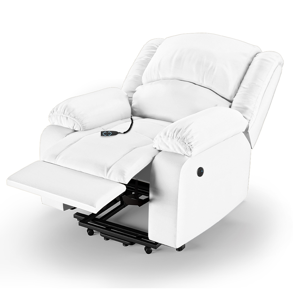 Poltrona do Papai Reclinável Pietra Elevação Lift Elétrico FH9 PU Branco - Mpozenato