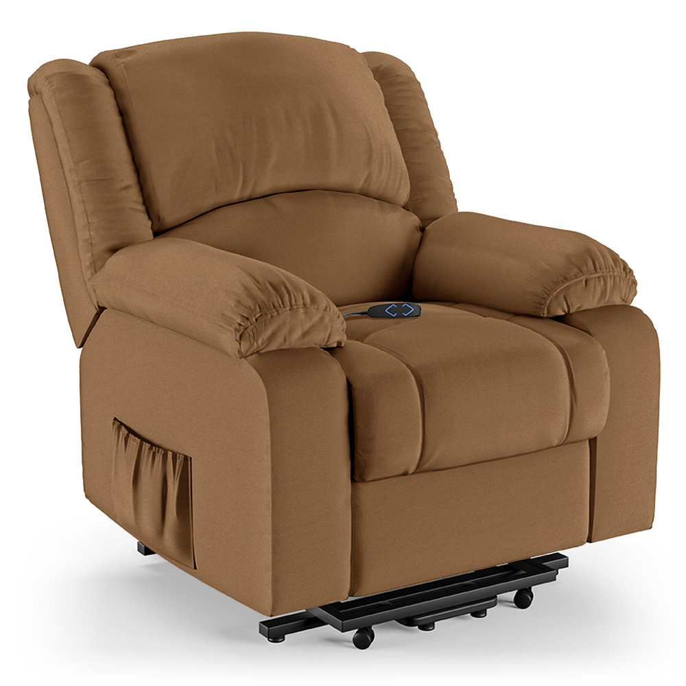 Poltrona do Papai Reclinável Pietra Elevação Lift Elétrico FH9 PU Caramelo - Mpozenato