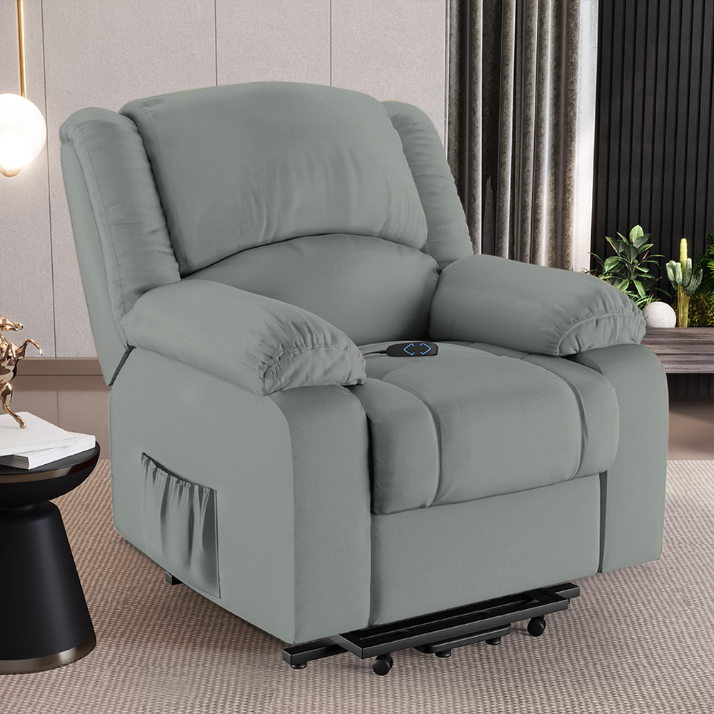 Poltrona do Papai Reclinável Pietra Elevação Lift Elétrico FH9 PU Cinza - Mpozenato