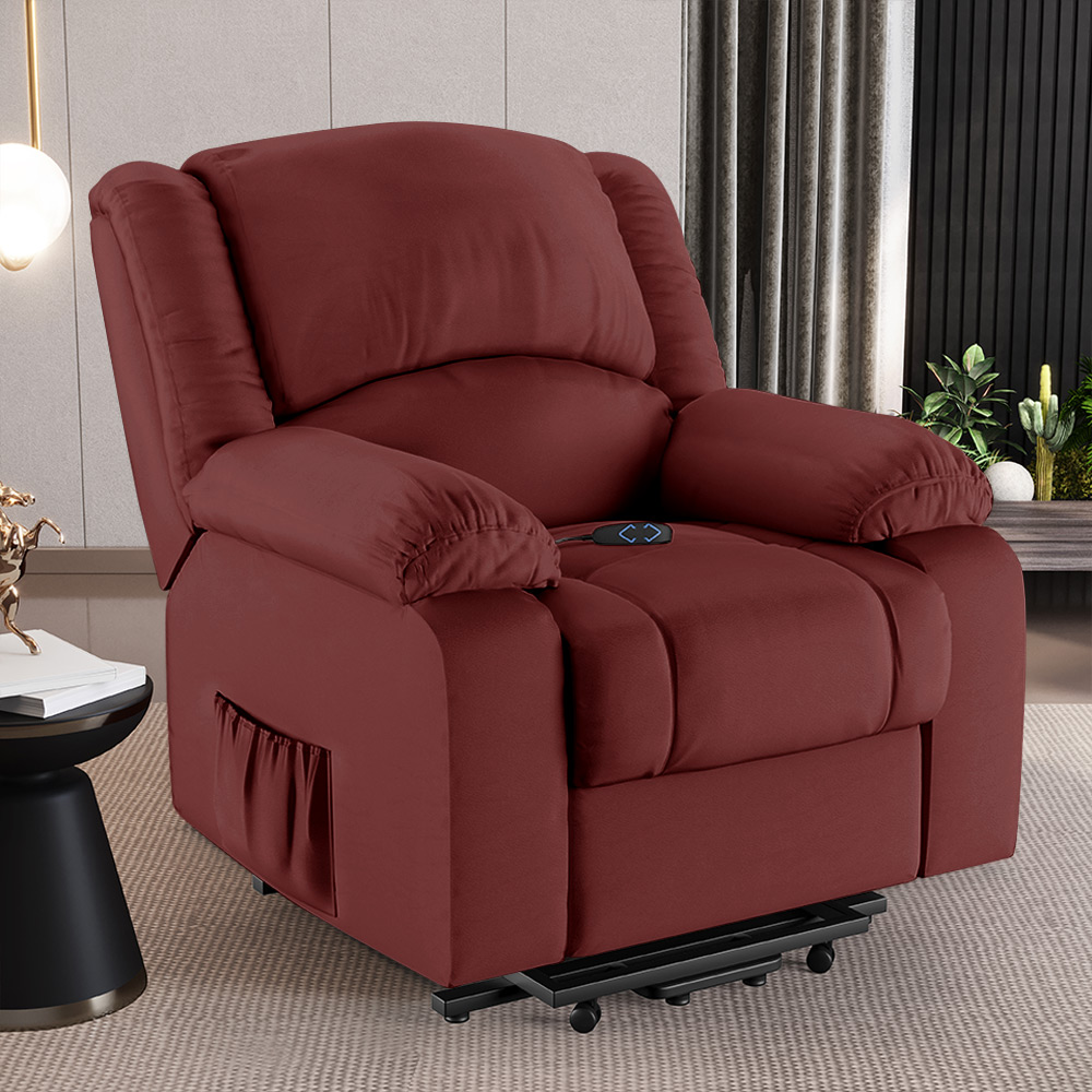 Poltrona do Papai Reclinável Pietra Elevação Lift Elétrico FH9 PU Vermelho - Mpozenato