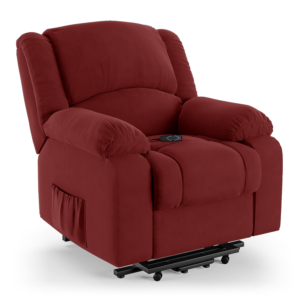 Poltrona do Papai Reclinável Pietra Elevação Lift Elétrico FH9 Veludo Vermelho - Mpozenato