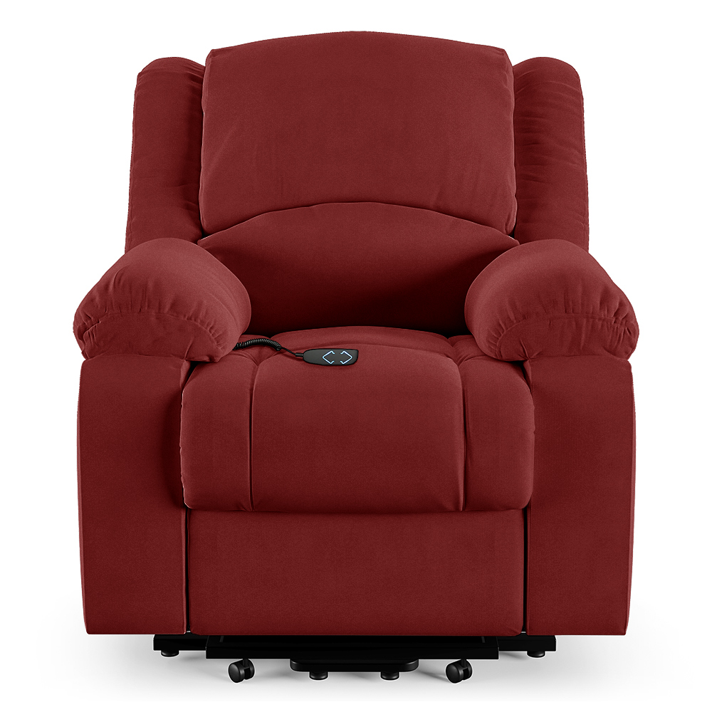 Poltrona do Papai Reclinável Pietra Elevação Lift Elétrico FH9 Veludo Vermelho - Mpozenato