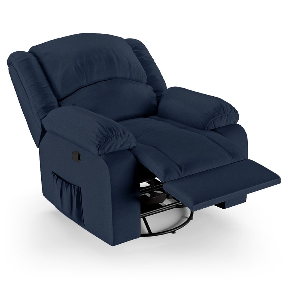 Poltrona do Papai Reclinável Pietra Glider Giratória FH9 PU Azul - Mpozenato