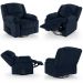 Poltrona do Papai Reclinável Pietra Glider Giratória FH9 PU Azul - Mpozenato