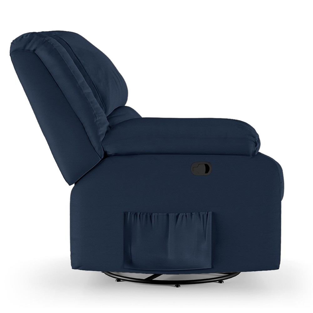 Poltrona do Papai Reclinável Pietra Glider Giratória FH9 PU Azul - Mpozenato