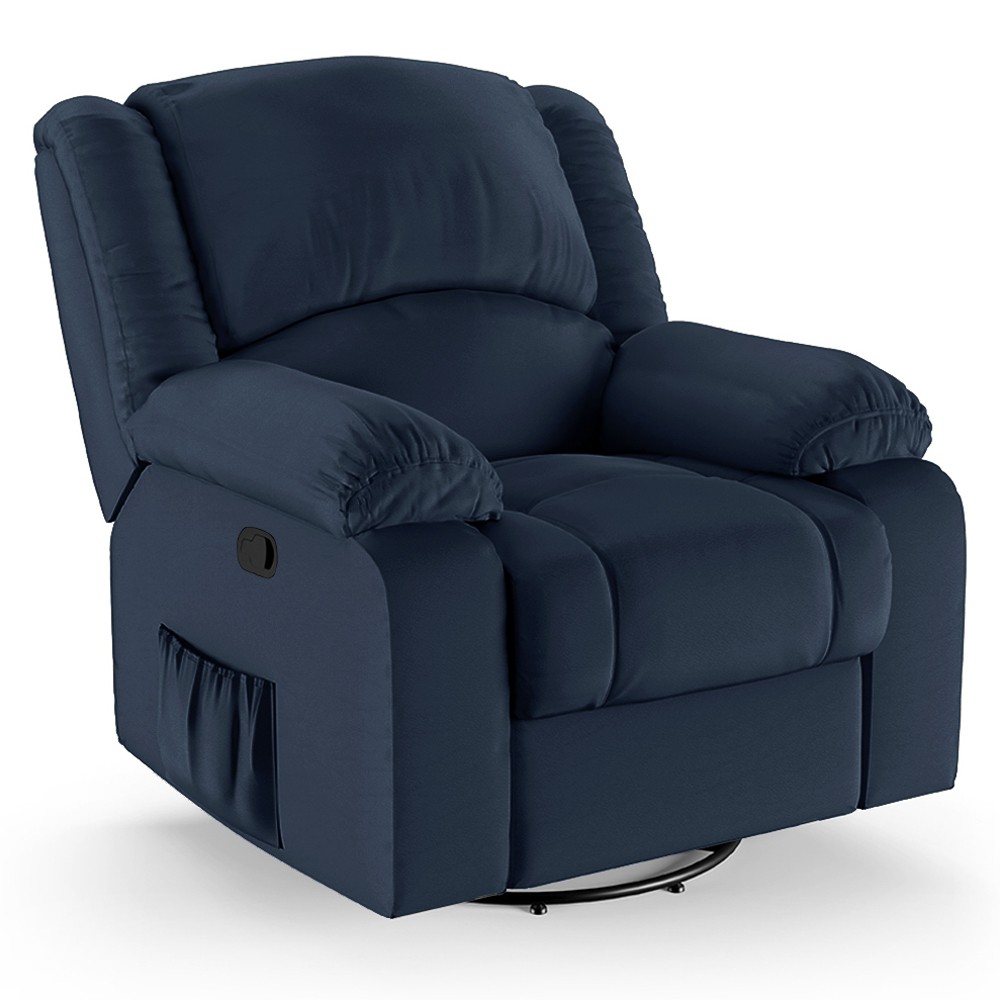 Poltrona do Papai Reclinável Pietra Glider Giratória FH9 PU Azul - Mpozenato