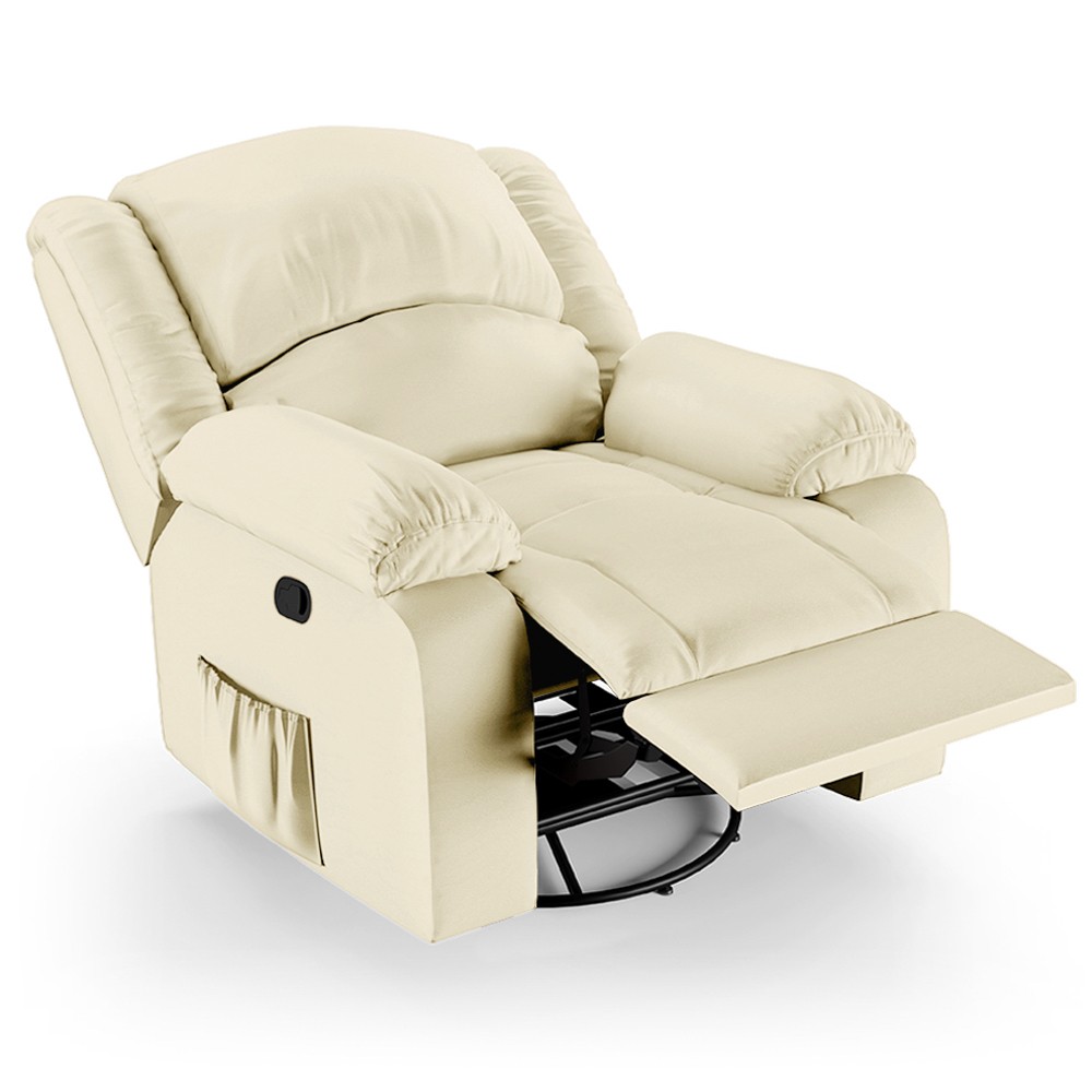 Poltrona do Papai Reclinável Pietra Glider Giratória FH9 PU Bege - Mpozenato