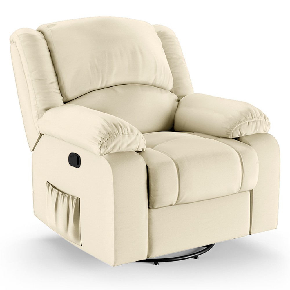 Poltrona do Papai Reclinável Pietra Glider Giratória FH9 PU Bege - Mpozenato