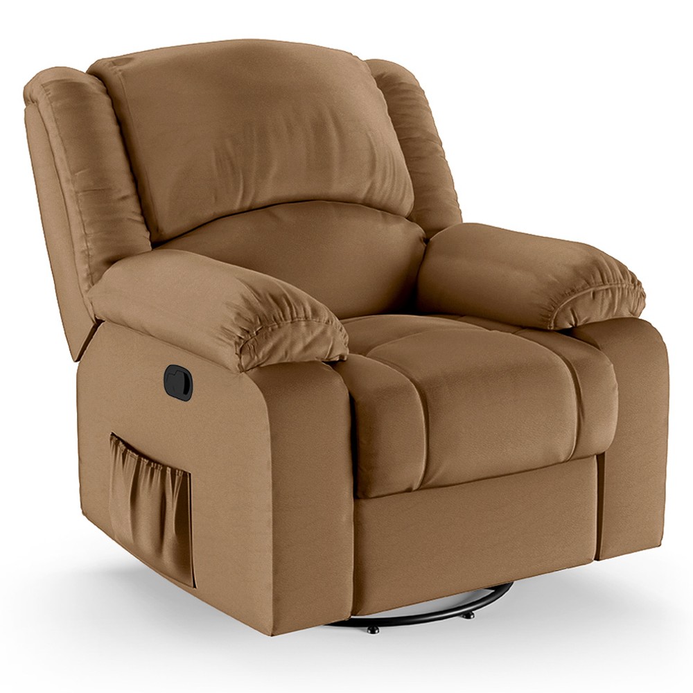 Poltrona do Papai Reclinável Pietra Glider Giratória FH9 PU Caramelo - Mpozenato