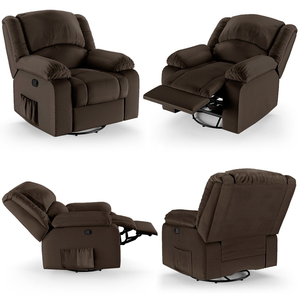 Poltrona do Papai Reclinável Pietra Glider Giratória FH9 PU Marrom - Mpozenato